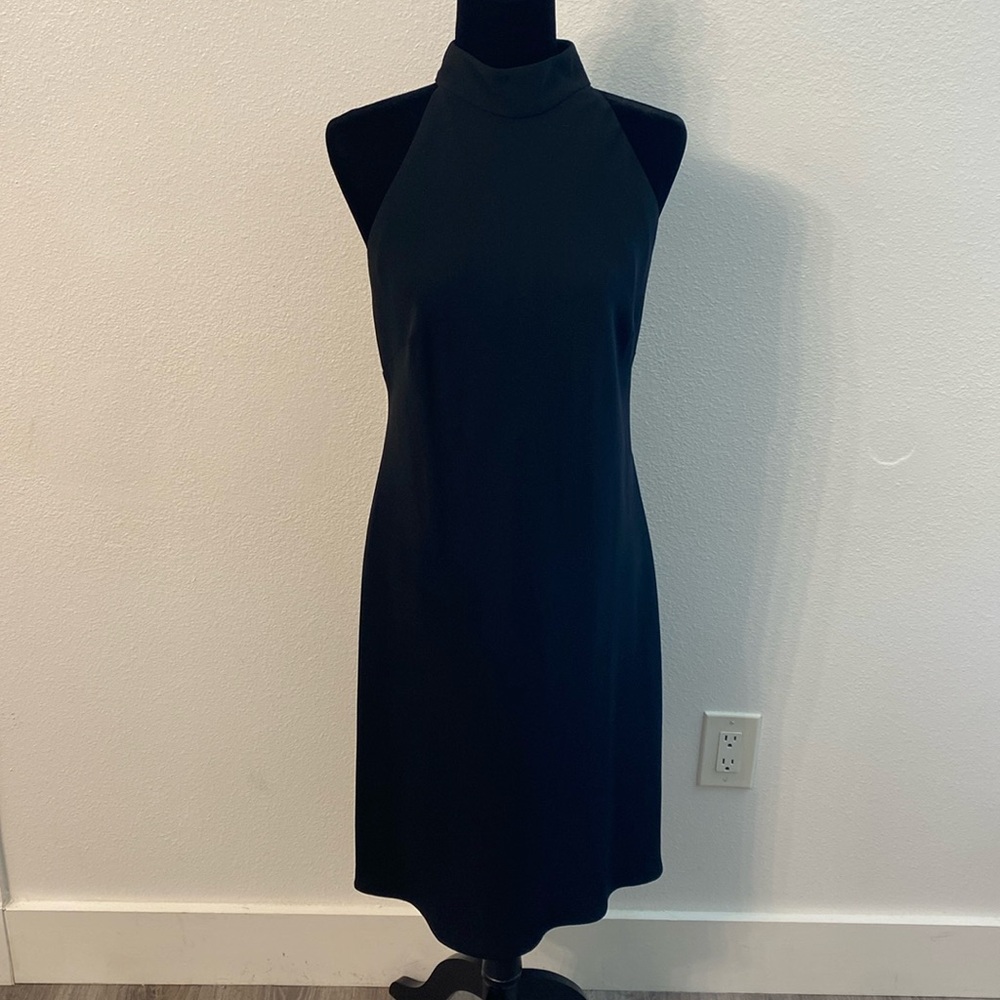 Black Sleeveless Cage Back Evan Picone Knee Length Cocktail Dress Size 14
